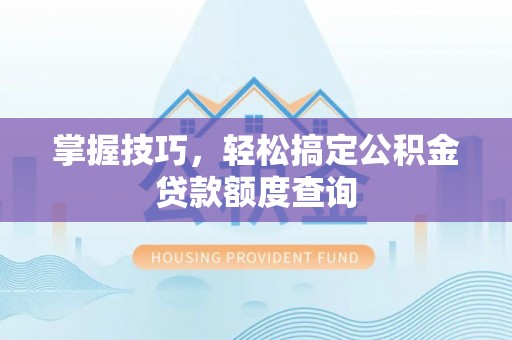 秀洲掌握技巧，轻松搞定公积金贷款额度查询