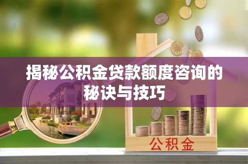 秀洲揭秘公积金贷款额度咨询的秘诀与技巧